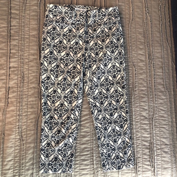 Loft Riveria Navy & Cream Tile-Print Ankle Pants - Picture 2 of 6